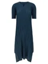 Issey Miyake Softly Draped Dress Short Sleeves In Blue