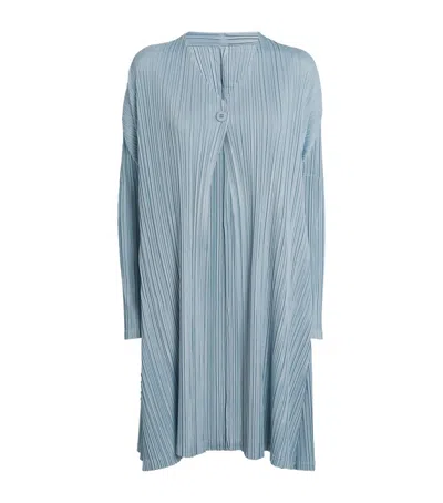 Issey Miyake Mellow Pleats Longline Cardigan In Brown