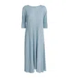 Issey Miyake Mellow Pleats Midi Dress In Blue