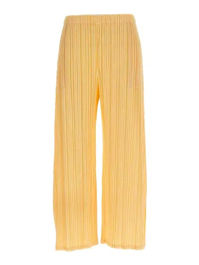 Issey Miyake Mellow Pleats Pants In Yellow