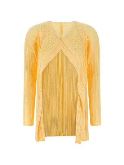 Issey Miyake Softly Draped Cardigan Long Sleeves In Yellow