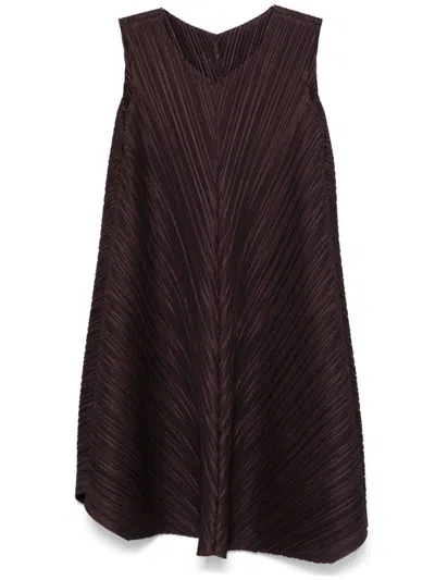 Issey Miyake Mellow Pleats Tunic In Brown