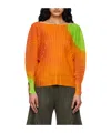 Issey Miyake Melty Rib Pleated Top In Orange