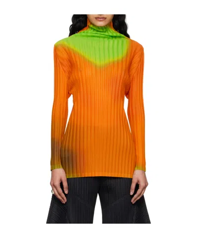 Issey Miyake Orange Melty Rib Turtleneck In 32 Orange