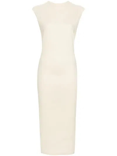 Issey Miyake Membrane Textured Midi Dress In 50 - Cream
