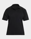 Issey Miyake Ns Black Bascis V-neck Regular-fit Knitted Polo Shirt In Black