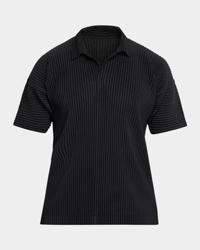 ISSEY MIYAKE MEN & APOS;S BASICS PLEATED JOHNNY COLLAR POLO SHIRT