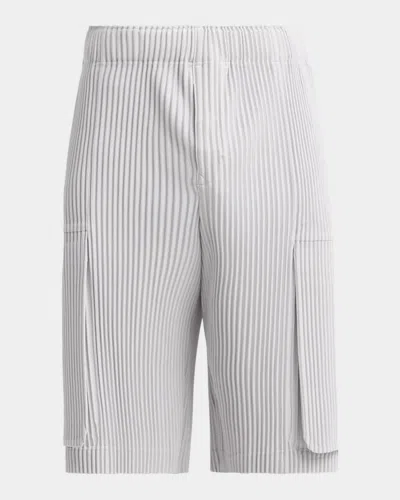 Issey Miyake Men & Apos;s Pleated Cargo Shorts In Gray