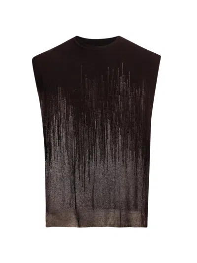 Issey Miyake Men's Brush Close-up Knit Sweater Vest In Brown