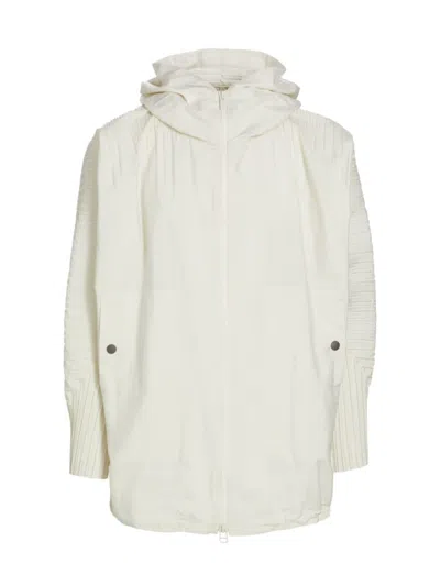 Issey Miyake Men's Cascade Pleated Hooded Jacket In Ivory