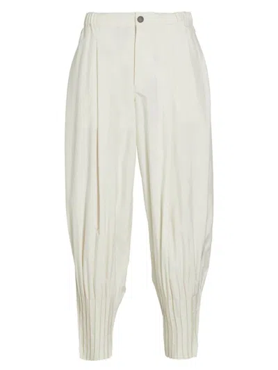 Issey Miyake Men's Cascade Pleated Tapered Pants In Ivory