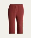 Issey Miyake Men's Cropped Brown Pleated Trousers In Burgundy