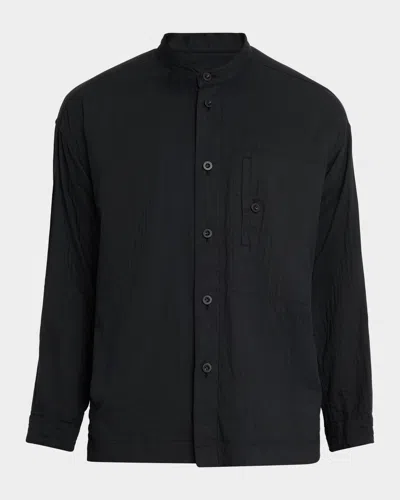 Issey Miyake Men's Double-faced Cotton Button-down Shirt In Black