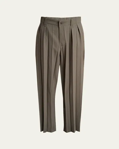Issey Miyake Men's Edge Ensemble Pleated Pants In Brown