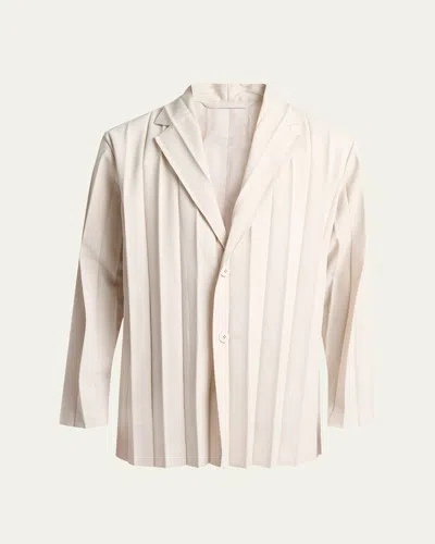 Issey Miyake Men's Edge Ensemble Pleated Sport Coat In Neutral