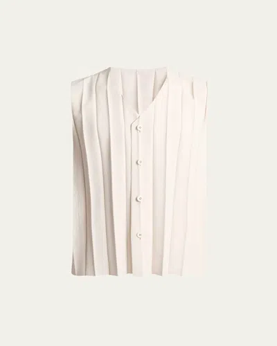Issey Miyake Men's Edge Ensemble Pleated Vest In Neutral