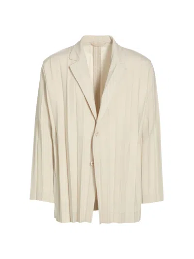 Issey Miyake Men's Edge Ensemble Two-button Suit Jacket In Shell Beige