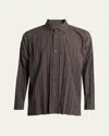 Issey Miyake Men's Edge Pleated Sport Shirt In Charcoal