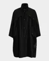 Issey Miyake Men's Heron Relaxed Vegan Leather Snap-front Coat In Black
