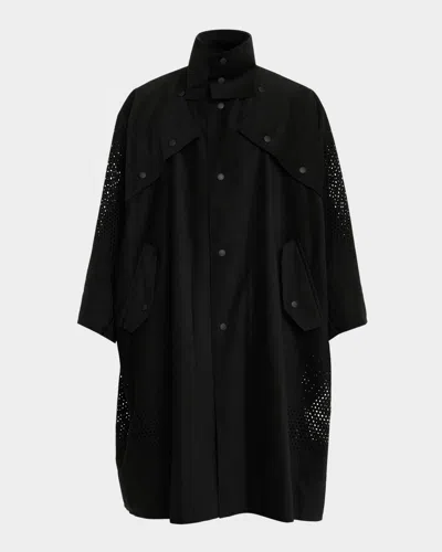 Issey Miyake Men's Heron Relaxed Vegan Leather Snap-front Coat In Black