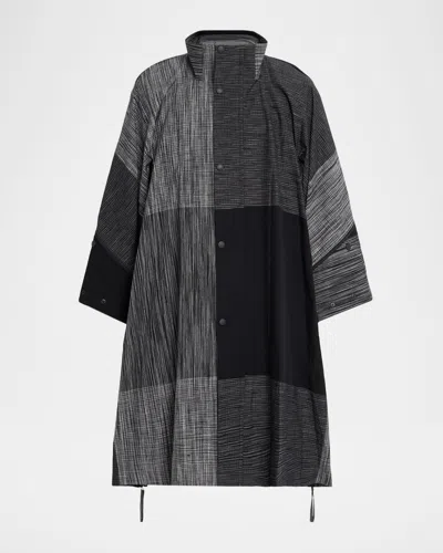 Issey Miyake Men's Kasuri Long Coat In Black
