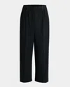 Issey Miyake Ns Black Pleated Belt Loops Tapered Leg Relaxed-fit Knitted Trousers In Black