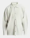 Issey Miyake Ribbed Texture Spread Collar Straight Hem Jacket In Frosty Gray