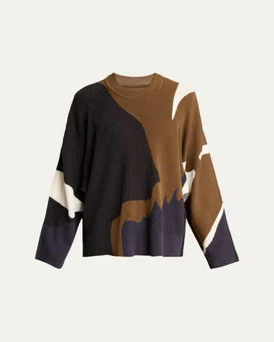 Issey Miyake Men's Multi Agate Knit Relaxed Crewneck Sweater