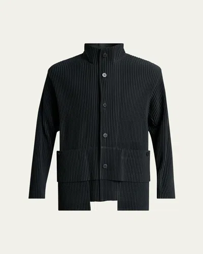 ISSEY MIYAKE MEN'S MULTI-POCKET PLEATED BUTTON-DOWN SHIRT