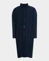 Shop Issey Miyake Men's November Pleated Topcoat In Midnight Blue