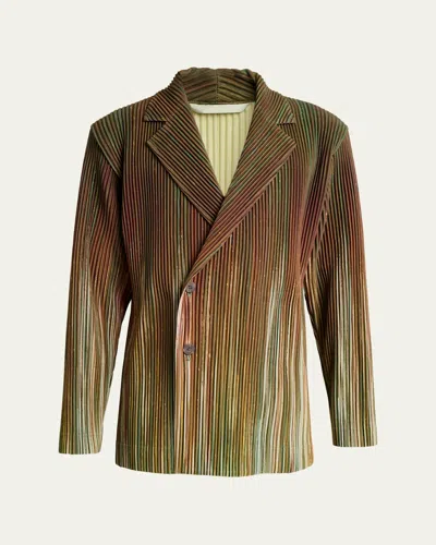 Issey Miyake Pleated Blazer In Green