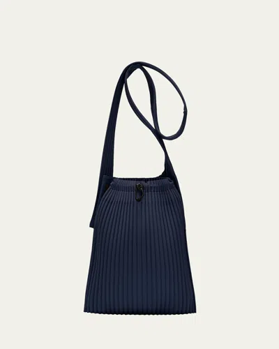 Issey Miyake Men's Pleated Crossbody Bag In Navy
