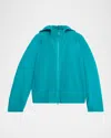 Issey Miyake Men's Pleated Full-zip Hooded Sweater In Blue