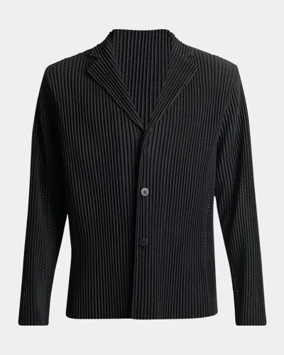 Issey Miyake Men's Pleated Mesh Blazer In Black