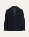 Issey Miyake Tailored Polyester Blazer Featuring Pleated Texture In Navy