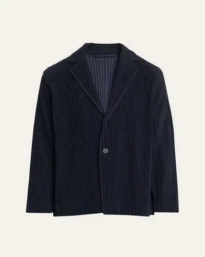 ISSEY MIYAKE MEN'S PLEATED POLYESTER SPORT JACKET
