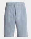 Issey Miyake Ns Gray Blue Pleats Regular-fit Knitted Shorts In Gray Blue