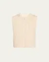 Issey Miyake Men's Pleated Sherpa Zip Vest In White