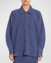 ISSEY MIYAKE MEN'S PLEATED SNAP-FRONT OVERSHIRT