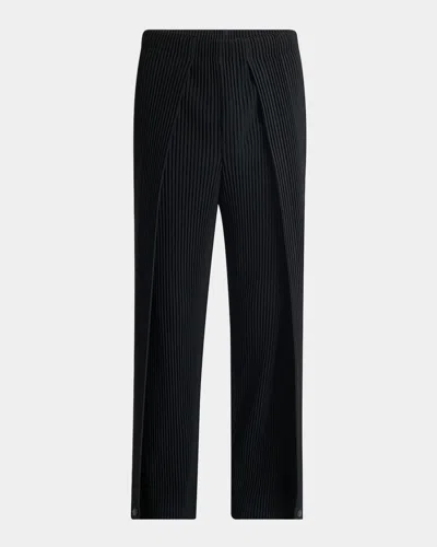Issey Miyake Men's Pleated Straight-leg Pants In Black