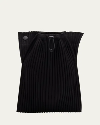 Issey Miyake Men's Pocket Large Pleated Crossbody Bag In Black