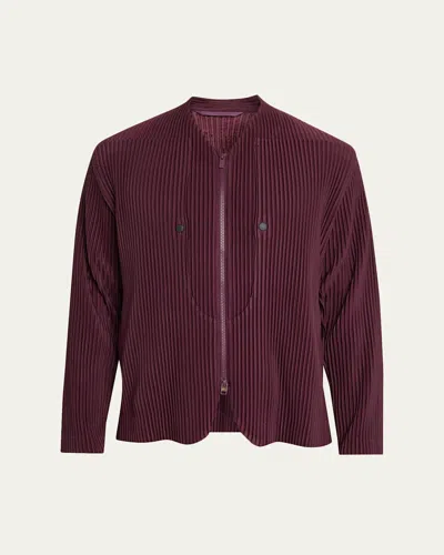 Issey Miyake Men's Quarry Pleated Full-zip Jacket In Red