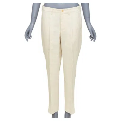 Pre-owned Issey Miyake Men Ramie Hemp Blend Front Crease Tapered Cropped Pants Jp1 S In Sand