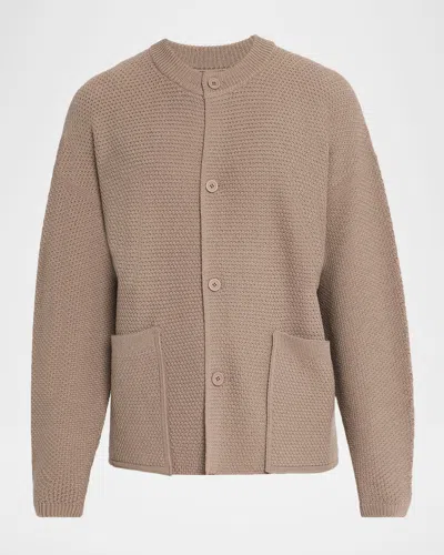 Issey Miyake Men's Rustic Knit Cardigan In Brown