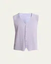 Issey Miyake Pleated Sleeveless V-neck Ribbed Vest