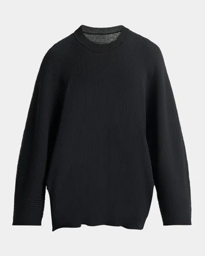 Issey Miyake Men's Tight Twist Cotton Knit Sweatshirt In Black
