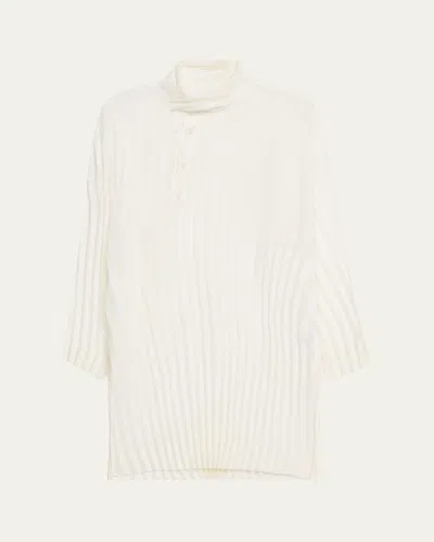 Issey Miyake Men's Windswept Mid-length Pleated Button-down Shirt In Neutral