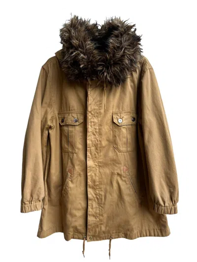 Pre-owned Issey Miyake Mercibeaucoup Hoodie Faux Fur Parka Jacket Coat In Sand