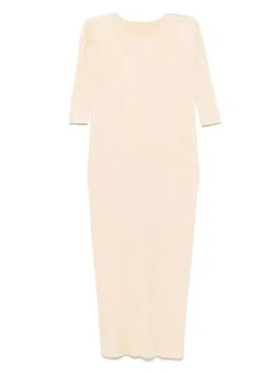 Issey Miyake Merry Bicolor Midi Dress In Beige