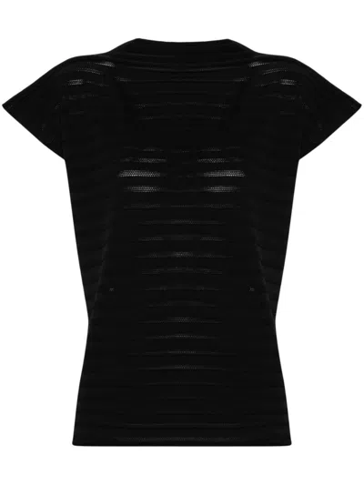 Issey Miyake Mesh Knitted Top In Black